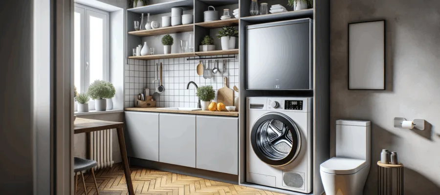Waschtrockner im Bad oder in der Kueche einbauen: platzsparende Gestaltung
