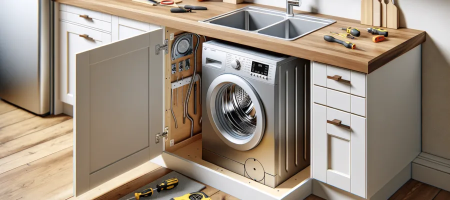 Waschtrockner unter der Arbeitsplatte integrieren: DIY-Einbaumoeglichkeiten